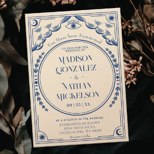 Mystical Elegant Blue Tarot Gothic Wedding Invitation