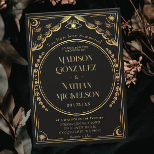 Mystical Elegant Gold Tarot Gothic Wedding Invitation