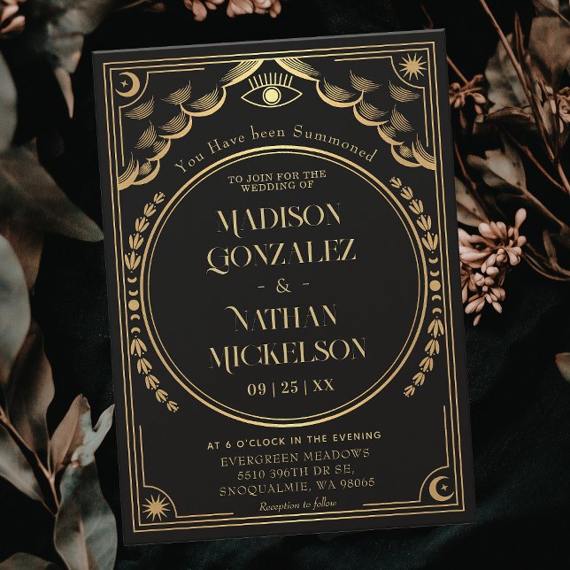 Mystical Elegant Gold Tarot Gothic Wedding Invitation (Creator Uploaded)