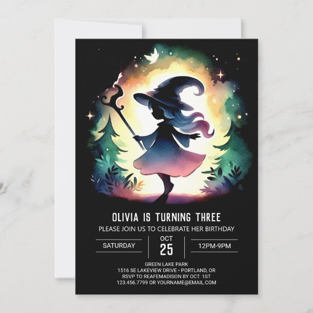 Mystical Elegant Wizard Birthday Invitation (Front)