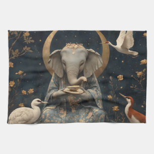 Mystical Elephant Tea Party Under Crescent Moon Towel