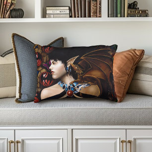 Mystical Elf Dragon Companion Butterfly Fantasy Decorative Cushion