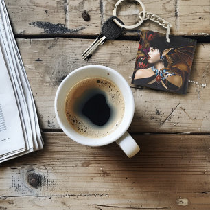 Mystical Elf Dragon Companion Butterfly Fantasy Key Ring