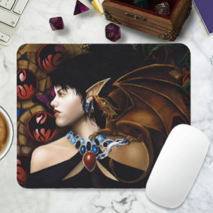 Mystical Elf Dragon Companion Butterfly Fantasy Mouse Mat