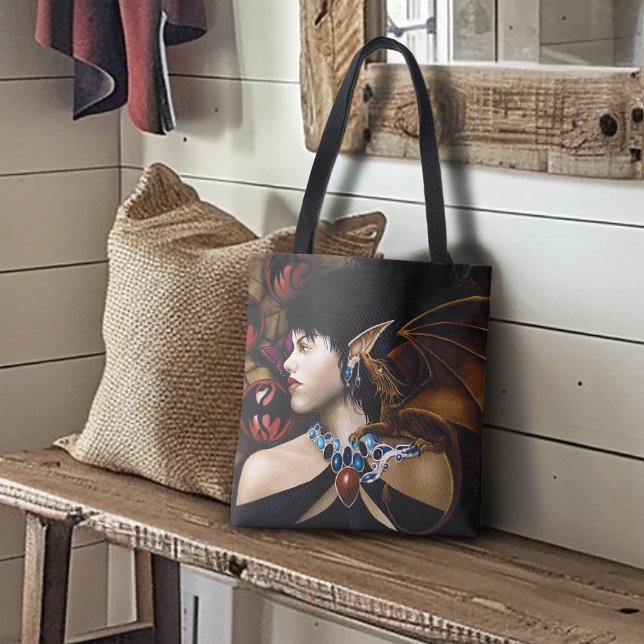 Mystical Elf Dragon Companion Butterfly Fantasy Tote Bag (Creator Uploaded)
