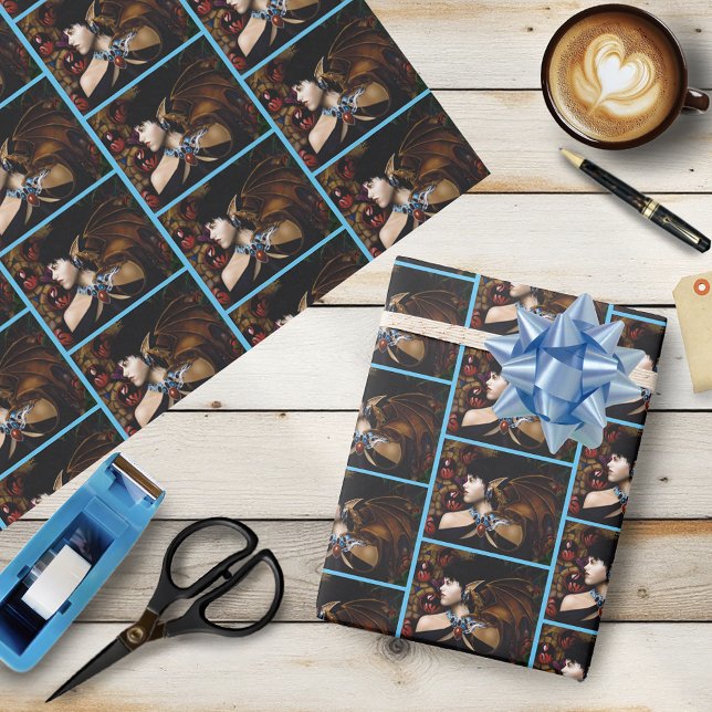 Mystical Elf Dragon Companion Butterfly Fantasy Wrapping Paper (Creator Uploaded)