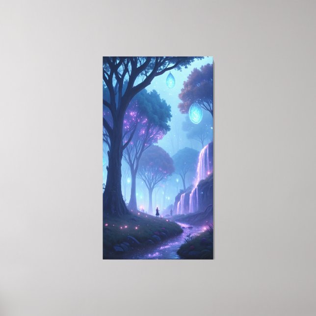 mystical enchanted forest glowing bioluminescent  canvas print (Front)