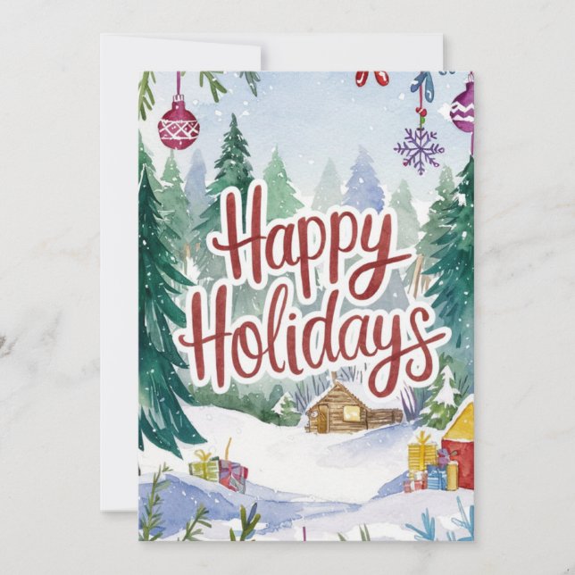 Mystical Enchanted Winter Happy Winter Holiday Card (Front)