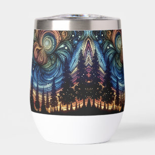 Mystical Ethereal Art with Trees and Night Sky 