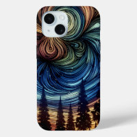 Mystical Ethereal Art with Trees and Night Sky