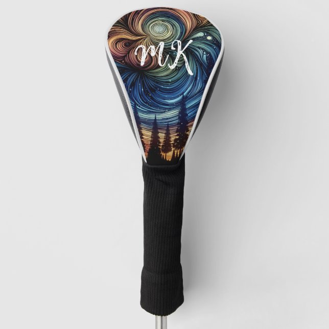 Mystical Ethereal Art with Trees and Night Sky Golf Head Cover (Front)