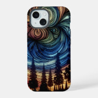 Mystical Ethereal Art with Trees and Night Sky