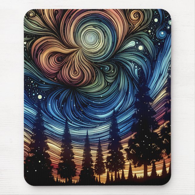 Mystical Ethereal Art with Trees and Night Sky  Mouse Mat (Front)