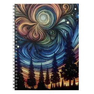 Mystical Ethereal Art with Trees and Night Sky Notebook