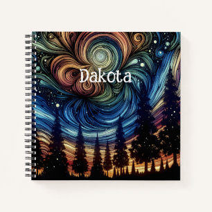 Mystical Ethereal Art with Trees and Night Sky Notebook