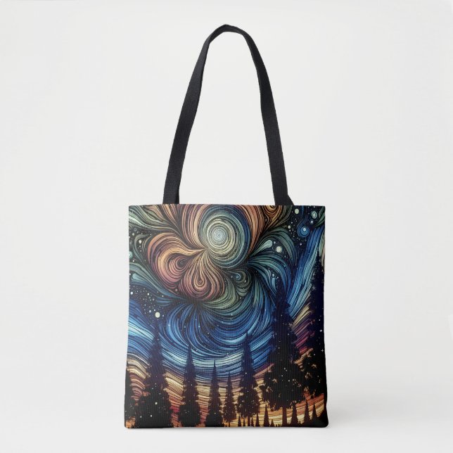 Mystical Ethereal Art with Trees and Night Sky  Tote Bag (Front)