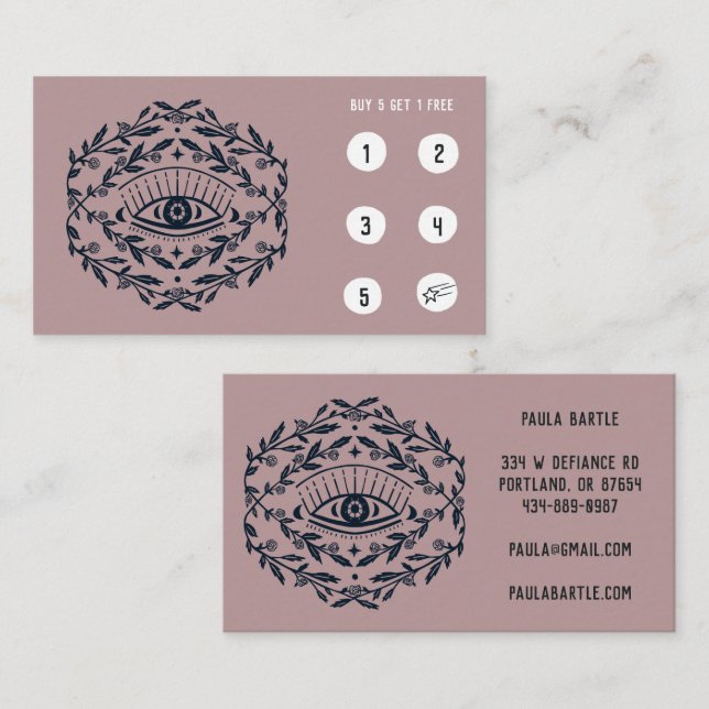 Mystical Eye and Rose Vines Magical Boho 5  Loyalty Card (Front/Back)