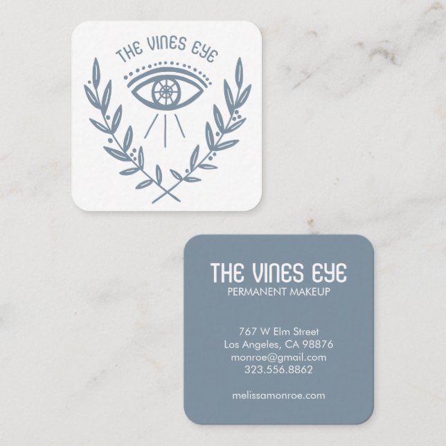 Mystical Eye and Vines Elegant Boho  Square Business Card (Front/Back)