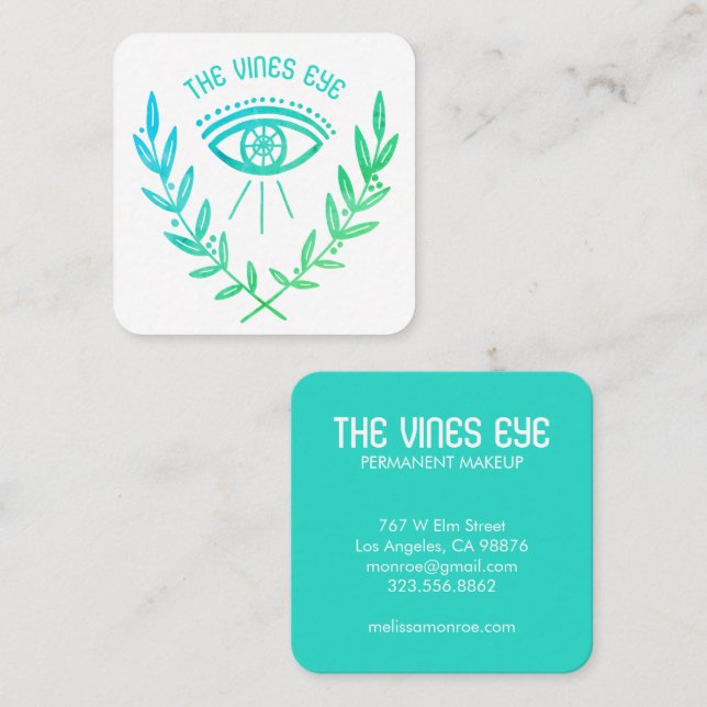 Mystical Eye and Vines Elegant Boho  Square Business Card (Front/Back)