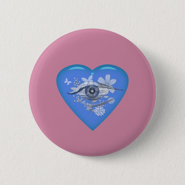 Mystical Eye Floral Heart 6 Cm Round Badge (Front)