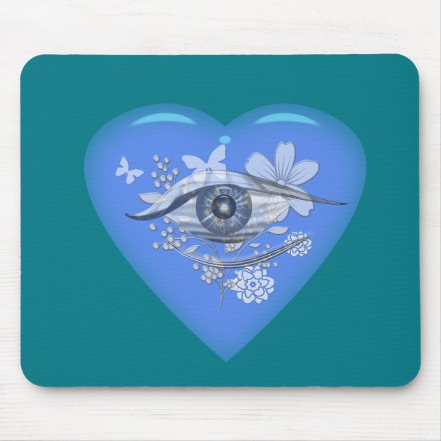 Mystical Eye Floral Heart Mouse Mat (Front)