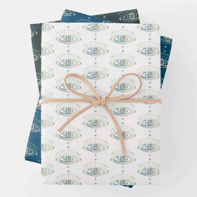 Mystical Eye Magical Boho Colourful Pastel Gift  Wrapping Paper Sheet (In situ)