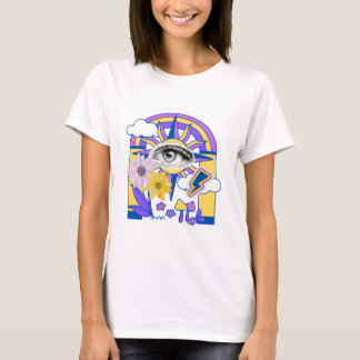 Mystical Eye Rainbow Arch Colourful Floral Boho T-Shirt
