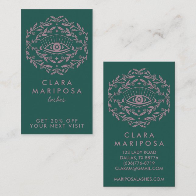 Mystical Eye Rose Vines Boho Beauty Illustrated  Discount Card (Front/Back)