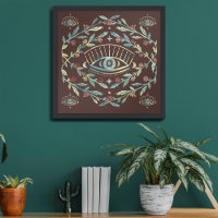 Mystical Eye Roses Vines Magical Boho Colorful  
