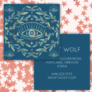 Mystical Eye Roses Vines Magical Boho Colourful Square Business Card