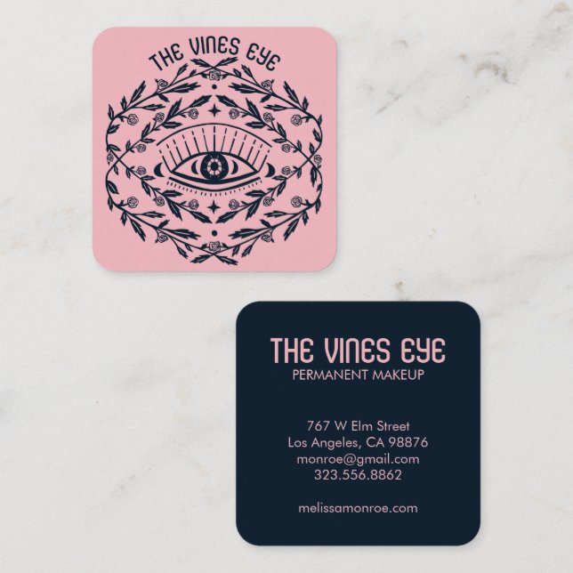 Mystical Eye Roses Vines Magical Boho Square Business Card (Front/Back)