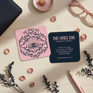 Mystical Eye Roses Vines Magical Boho Square Business Card