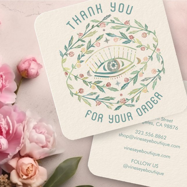 Mystical Eye Roses Vines Magical Order Thank You Square Business Card (Mystical Eye Roses Vines Magical Order Thank You Square Business Card
)