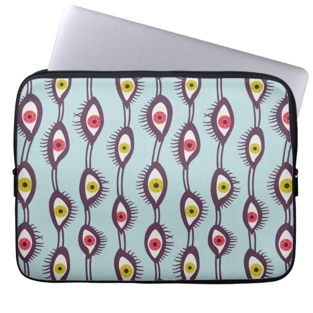 Mystical Eyes Pattern - Psychedelic Trippy Design  Laptop Sleeve (Front)