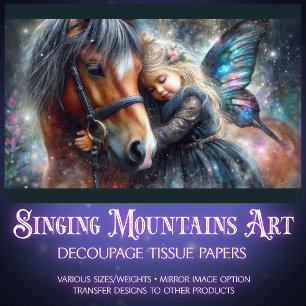 Mystical Fairy Girl and Horse Decoupage Tissue Paper