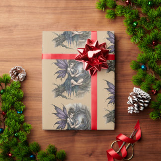 Mystical Fairy Purple Wings Enchanted Forest Wrapping Paper
