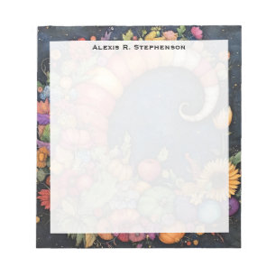 Mystical Fall Crescent Moon Cornucopia Notepad