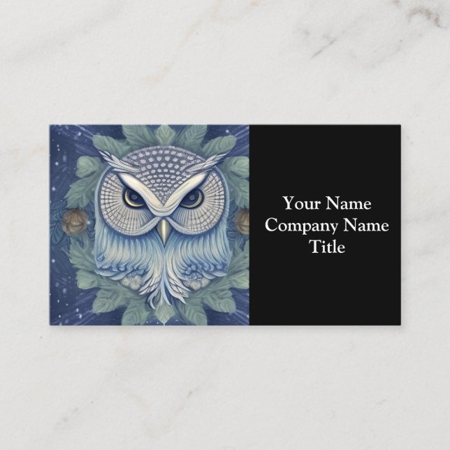 Mystical Fantasy Forest Owl Business Card (Front)