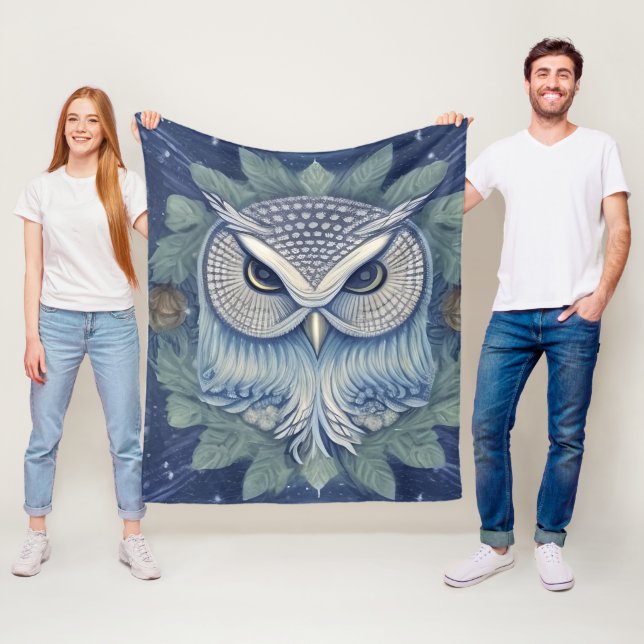 Mystical Fantasy Forest Owl Fleece Blanket (In Situ)