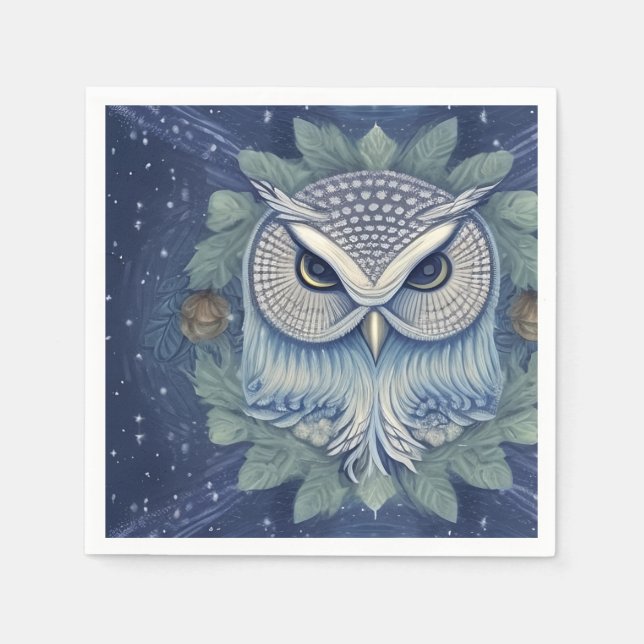 Mystical Fantasy Forest Owl Napkin (Front)