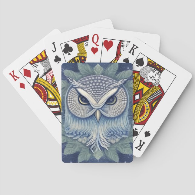 Mystical Fantasy Forest Owl Playing Cards (Back)