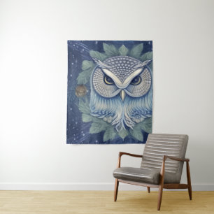 Mystical Fantasy Forest Owl Tapestry