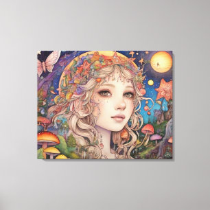Mystical Fantasy Girl - Magical Canvas Print