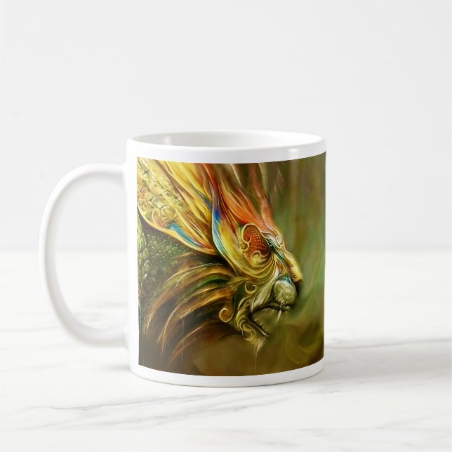 Mystical Fantasy Lion's Head Profile Coffee Mug (Left)