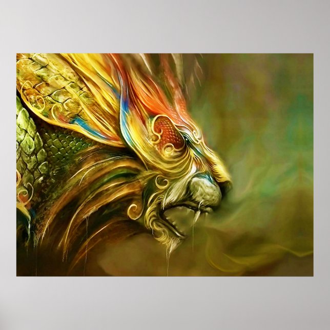 Mystical Fantasy Lion's Head Profile Poster (Front)