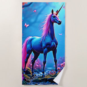 Mystical Fantasy Unicorn Art Beach Towel