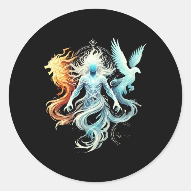 Mystical Figure With Dual Forms Sticker  (Front)