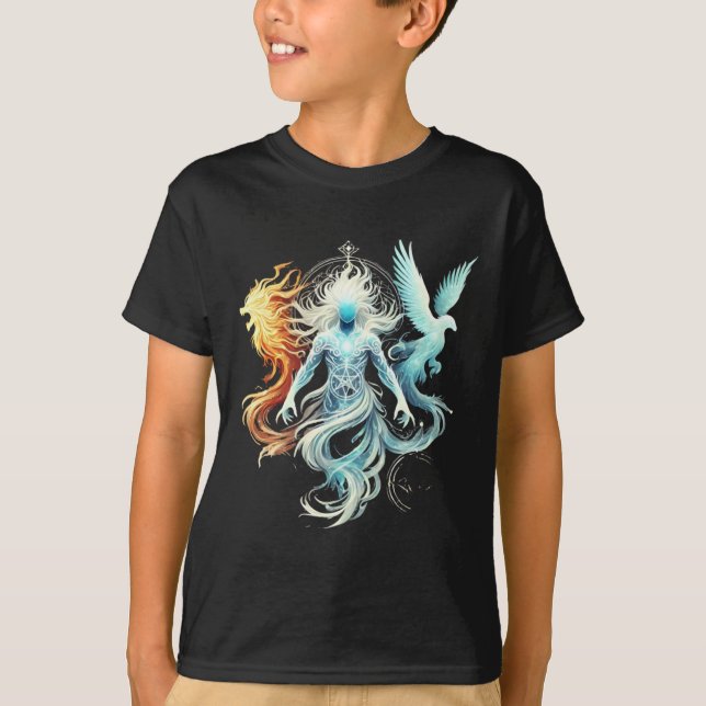 Mystical Figure With Dual Forms Sticker  T-Shirt (Front)