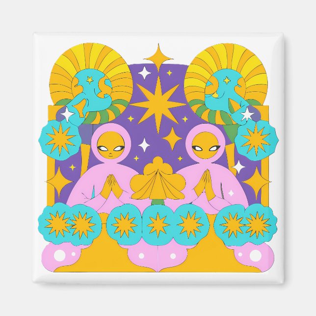Mystical Figures in a Cosmic Landscape Magnet (Front)