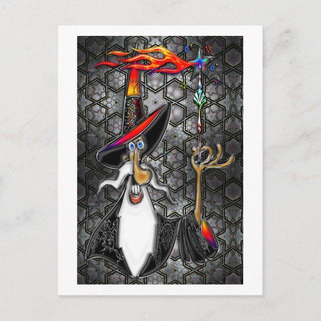 Mystical Fire Wizard Magician Postcard (Front)
